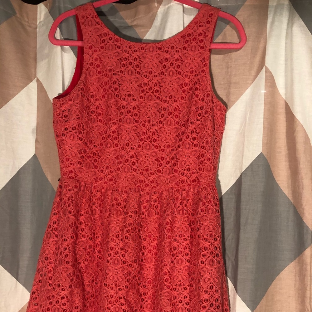 coral lace dress